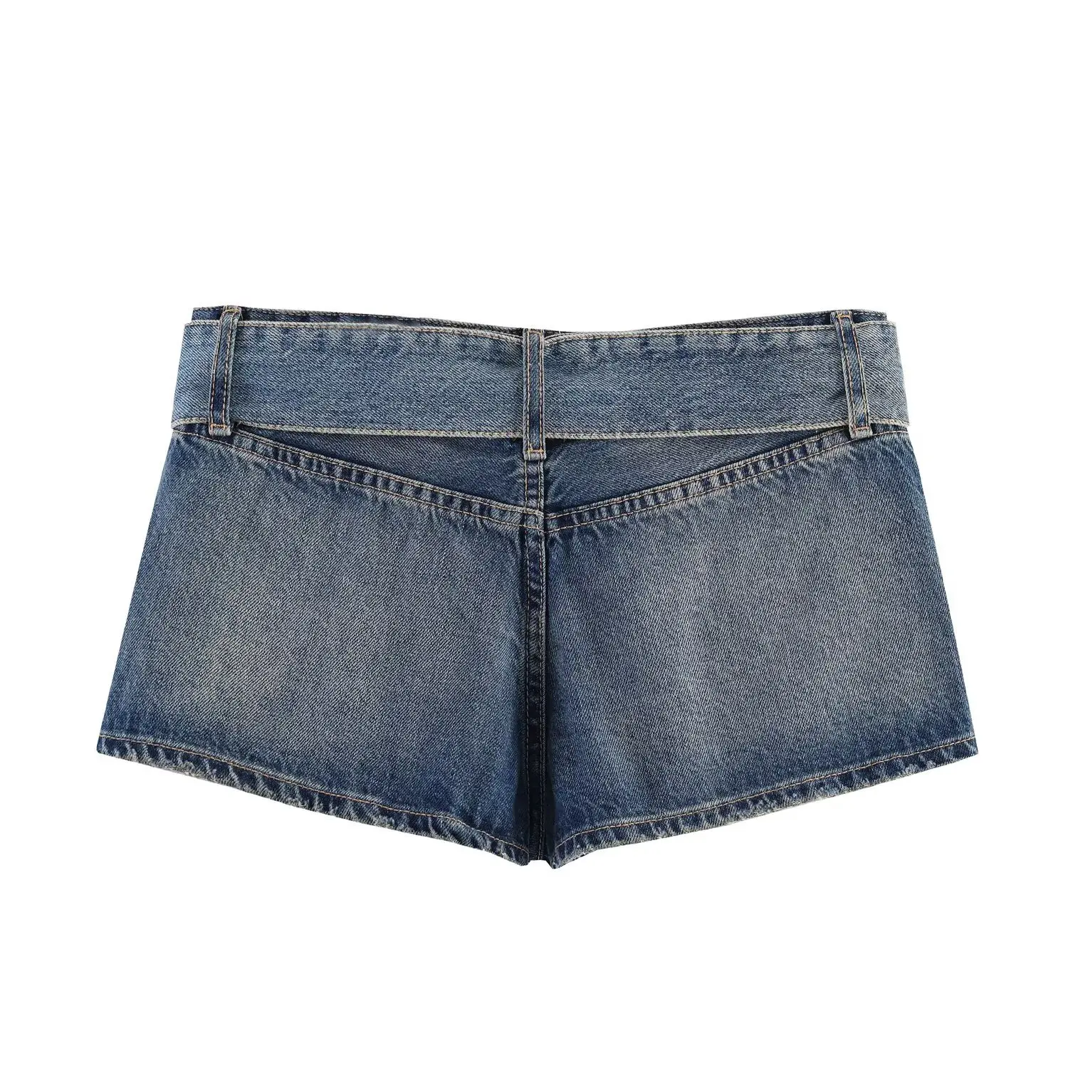 Y2K Retro Denim Shorts Women With Wide Belt Distressed Ripped Jeans Shorts Sexy Low Waist Hot Pants Vintage Summer Streetwear