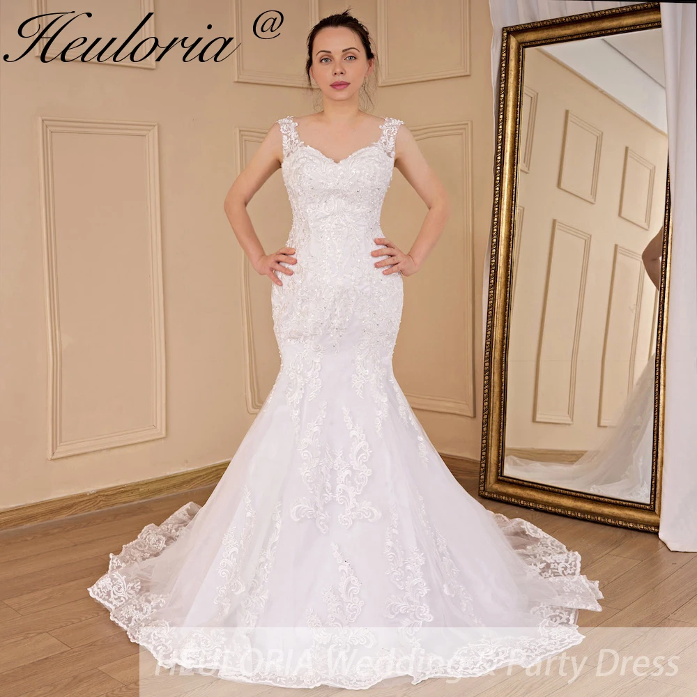 HEULORIA vintage Mermaid Wedding Dress sweetheart lace beading bride dress Robe de mariage customize