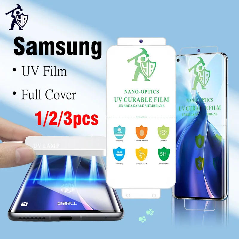 UV Screen Protector For Samsung Galaxy S24 S23 Ultra S22 Plus UV HD Hydrogel Film For Sam S23 S22 S21 S20 NOTE 10 Plus Note 20