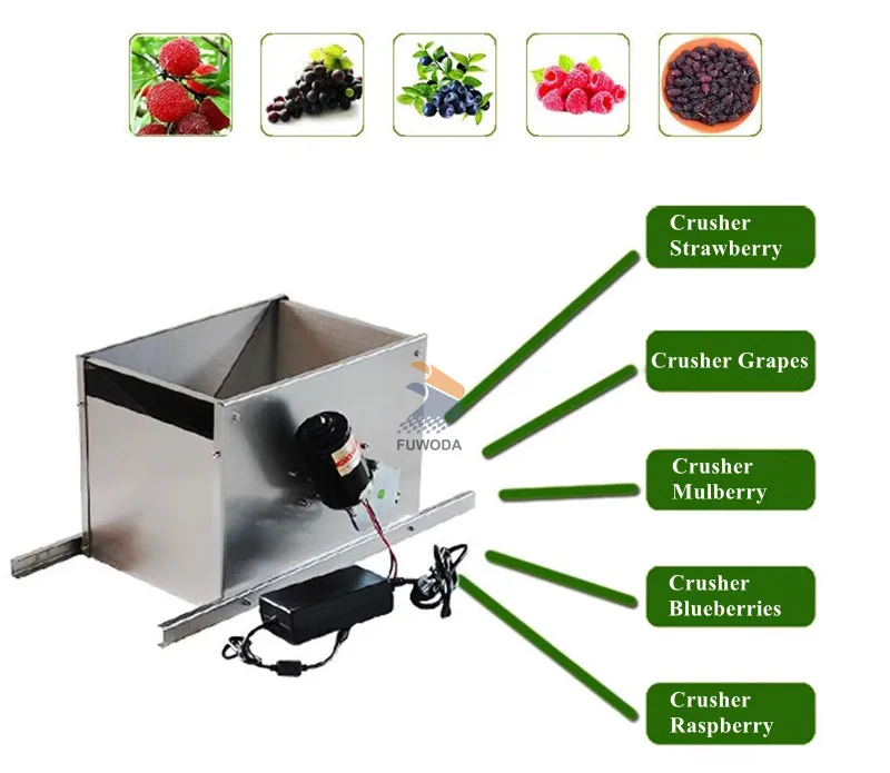 180R/Min Wine Processing Electric Grape Crusher Destemmer Separator Mulberry Strawberry Cherry Apple Pear Crushing Machine