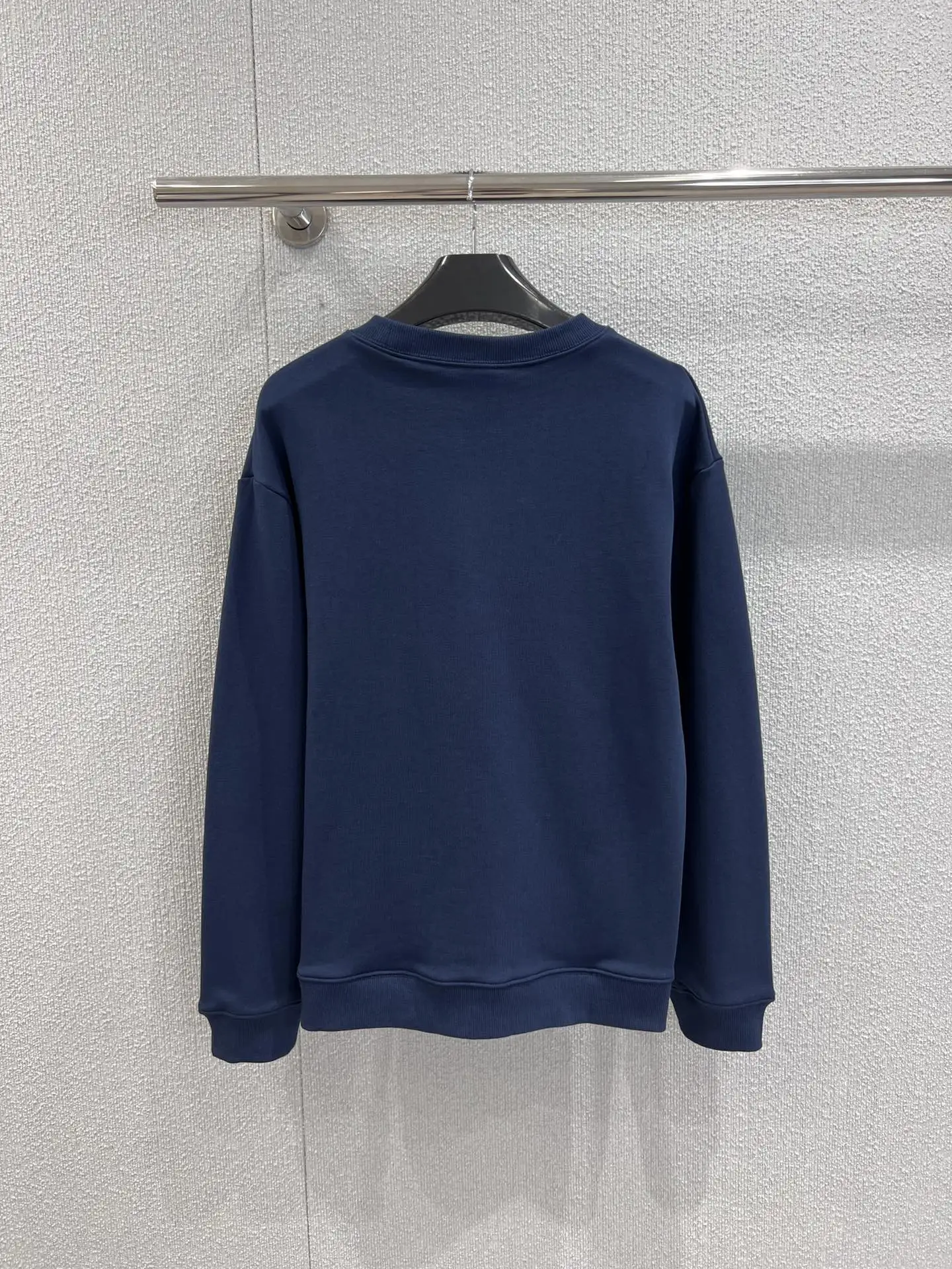 

2025 Early Autumn Fashion High-end Custom Women's T-shirt Sweatshirt Pure Cotton Comfortable Loose Navy Blue Round Neck Sweatshi