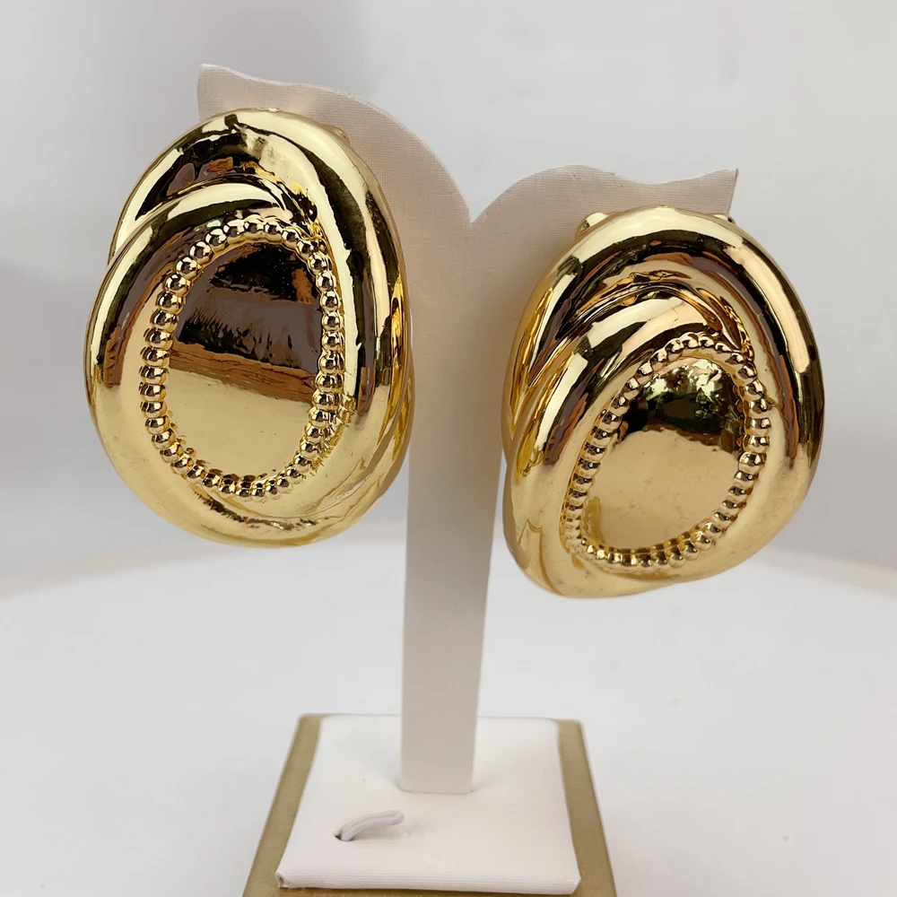 EMMA مجوهرات الزفاف الإيطالية المطلية بالذهب كبيرة طويلة سلسلة قلادة أقراط مأدبة هدية مجموعة مجوهرات الأزياء للنساء FHK21117 #4