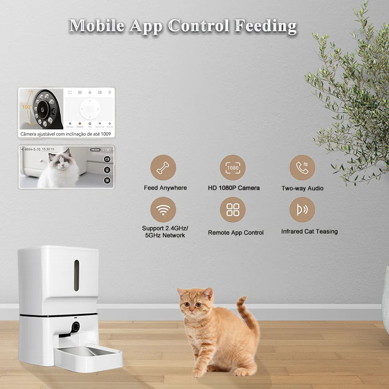 

7L Smart Automatic Cat Feeders with 1080P HD Camera, 5G WiFi Pet Feeder, Tuya APP Control, Automatic Food Dispenser for Pets