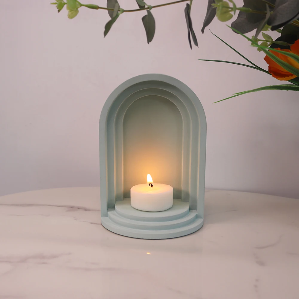 Nordic door creative shape aromatherapy candlestick silicone mold tabletop decoration DIY household gypsum candle holder mold