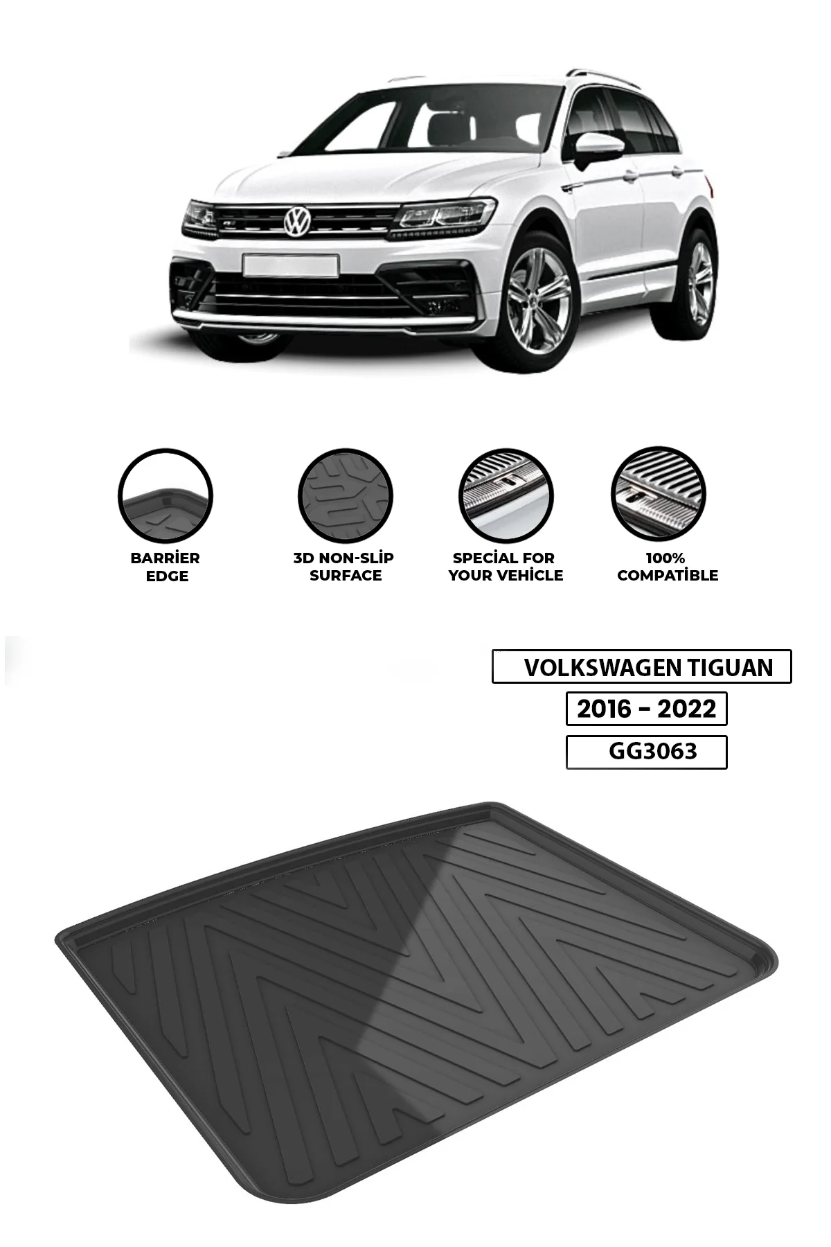 

For -VOLKSWAGEN-TIGUAN-2016-2022 luggage compartment Diffuser Extension Rear Bumper Attachment Luggage compartment