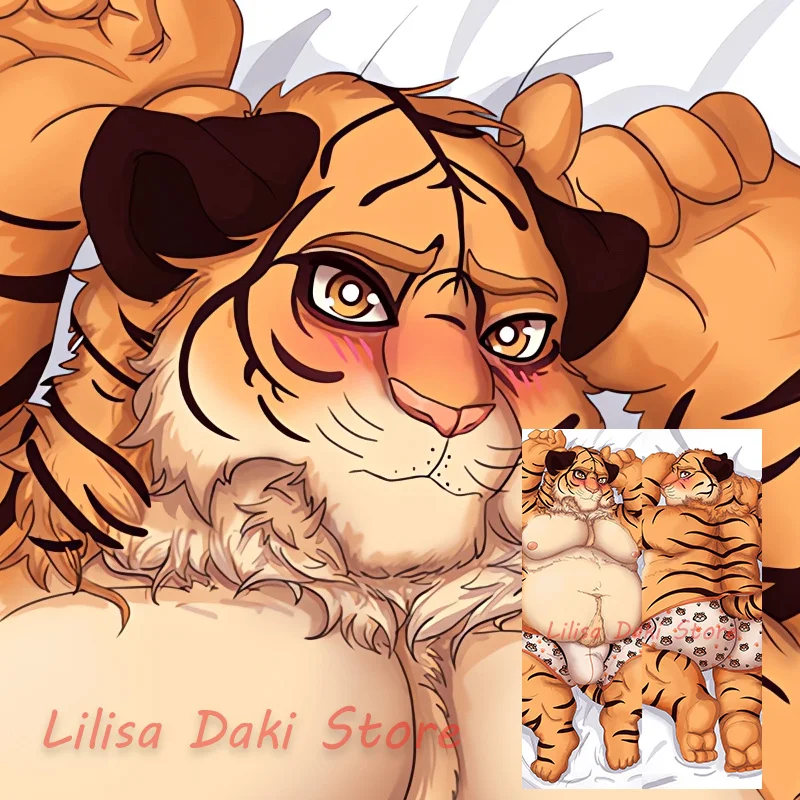 

Dakimakura jun kobayashi Tiger Body Наволочка с двусторонним принтом в натуральную величину Аниме Наволочка