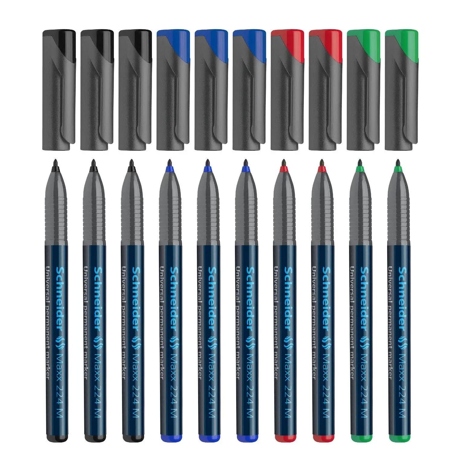 Schneider Maxx 224 M Permanent Marker Pens 1mm Refillable Aluminium Barrel Pack of 10 (Color Optional)