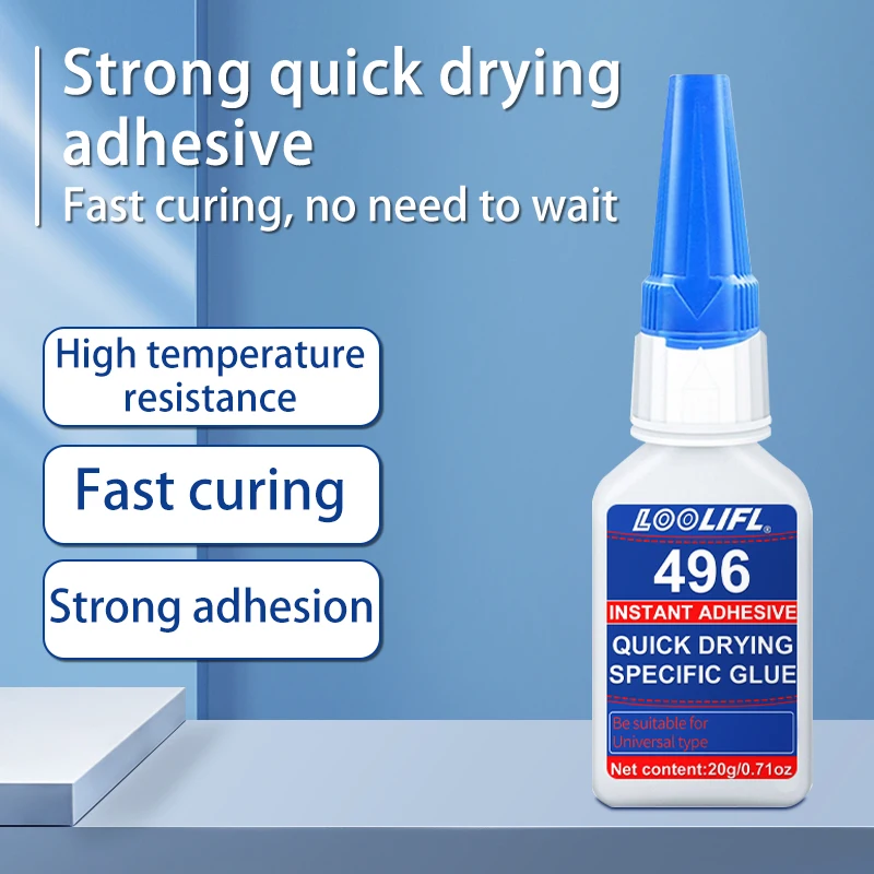 Super strong cyanoacrylate all-around glue, 3 seconds adhesion, waterproof, suitable for plastics, rubber, ceramics, metals.