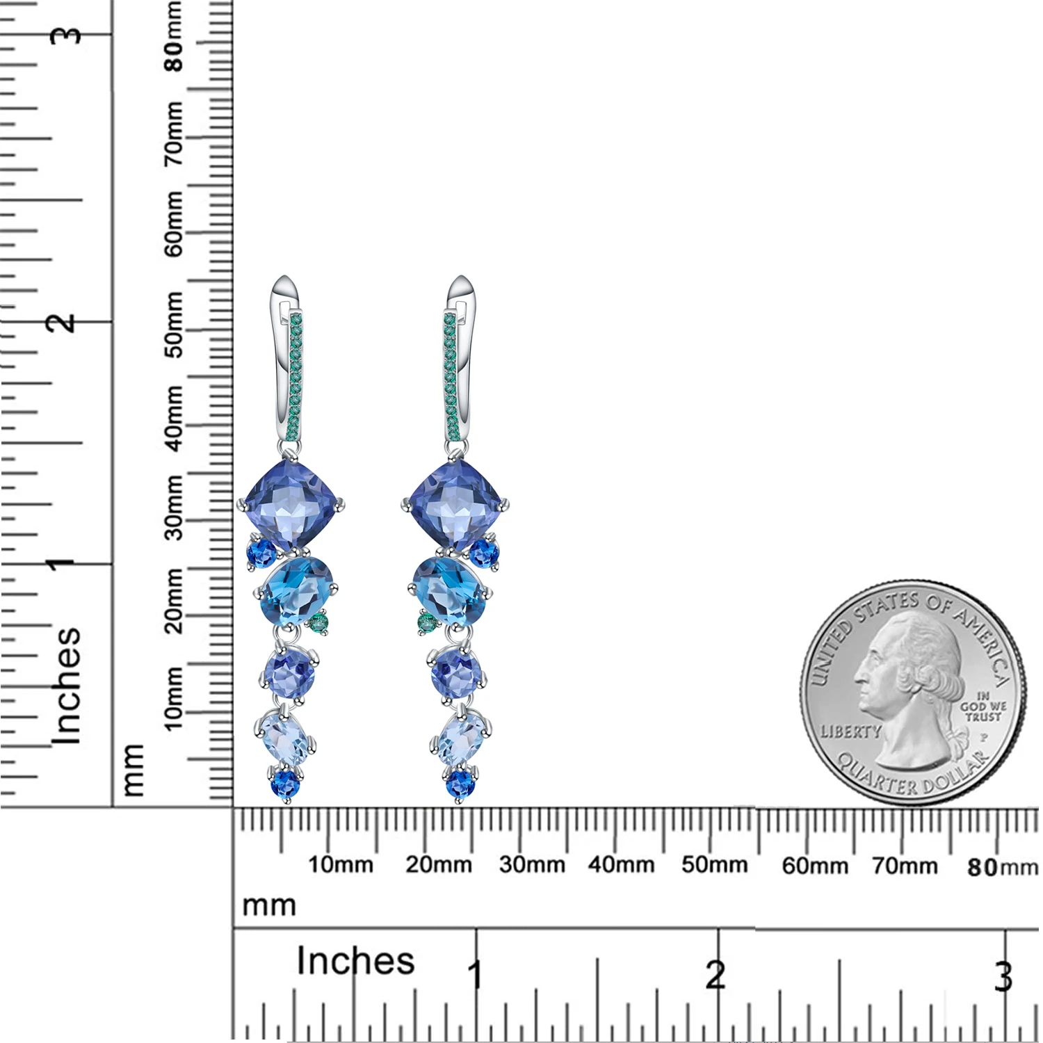 GEM\'S BALLET Natural Mystic Quartz Topaz Drop Earrings 925 Sterling Silver Handmade Modern Irregular Earrings for Women Brincos