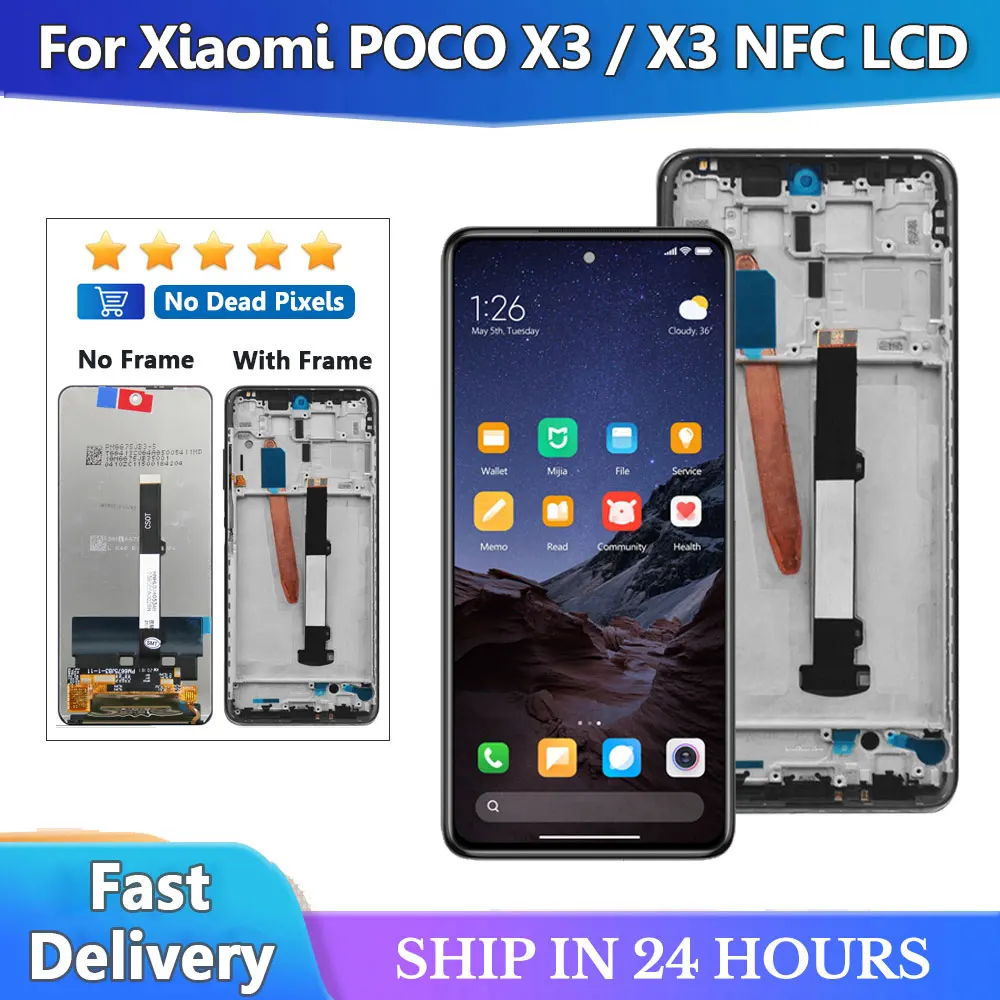 

6.67'' For Xiaomi POCO X3 LCD Display Touch Screen Digitizer Assembly For POCO X3 Pro NFC LCD M2102J20SG Display Replace Parts