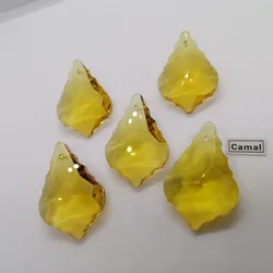 Camal 5PCS 38mm Gold Yellow K9 Maple Leaf Crystal Glass Prisms Pendant Drop SunCatcher Lamp Lighting Chandelier Parts Hanging