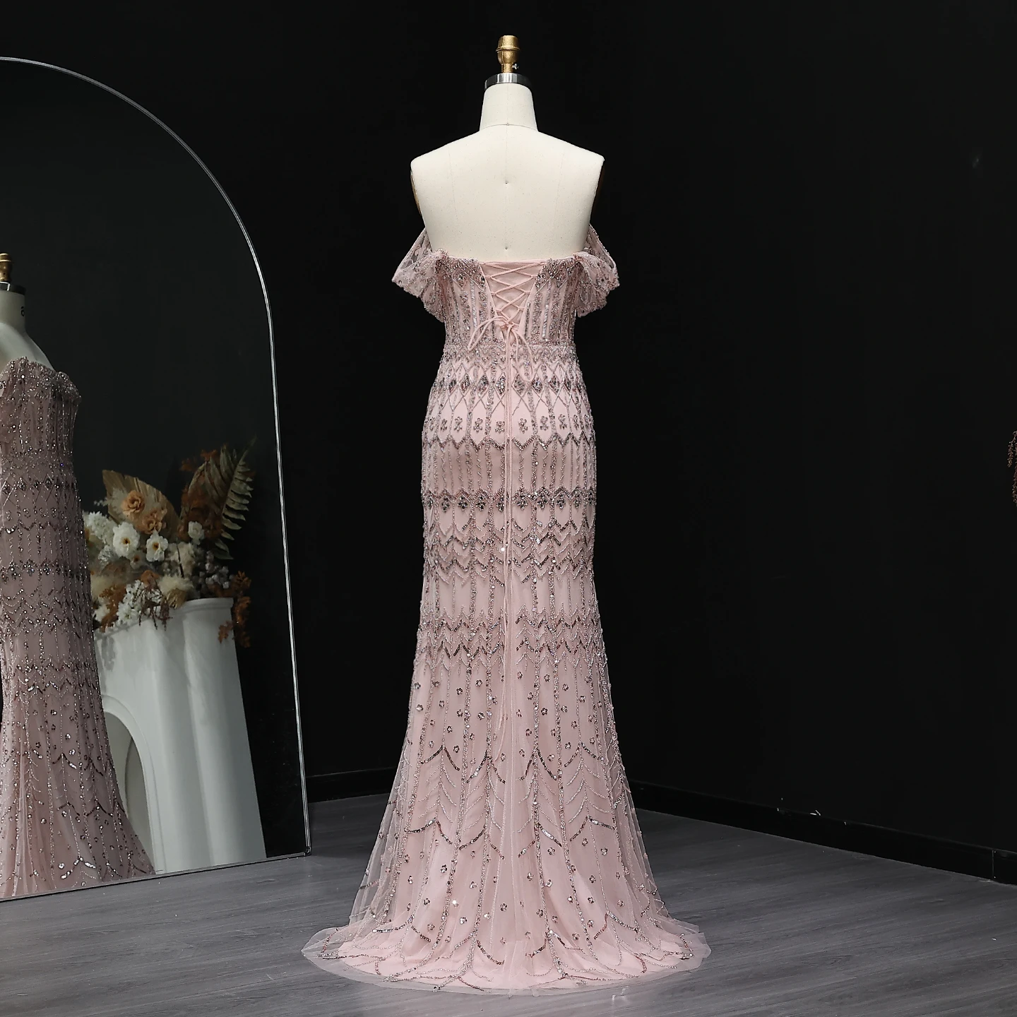 Sharon Said Lusso Dubai Verde Sirena Arabo Abito da Sera Lilla Cap Maniche 2025 Donne Abiti da Festa di Nozze SS291 Personalizzato