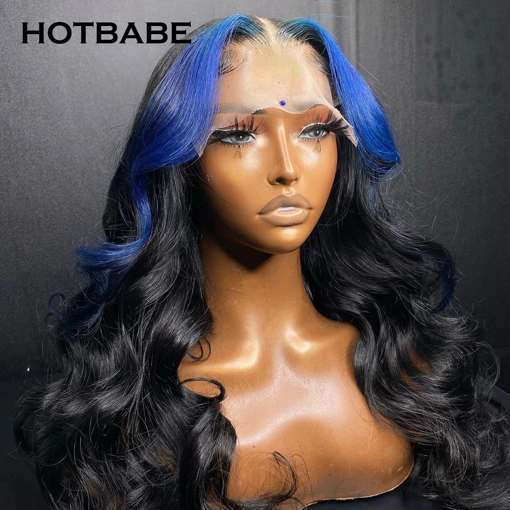 

Highlight Blue HD Transparent Lace Front Human Hair Wig Honey Blonde Body Wave Lace Frontal Wig Brazilian Lace Closure Wig 180%