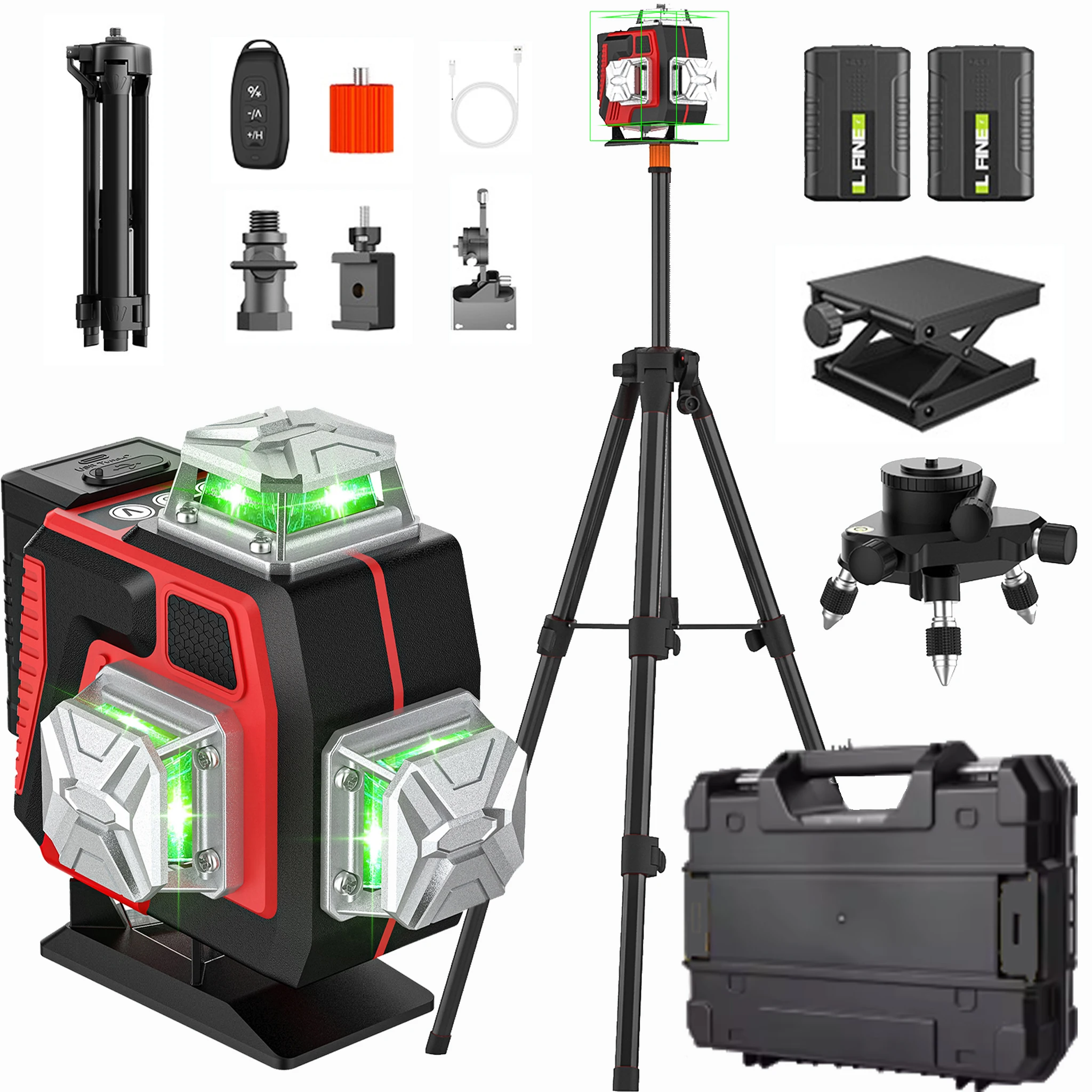 16 Linien 4D-Laser-Nivelliergerät mit grüner Linie und Selbstnivellierungsfunktion 360° °   Horizontaler und vertikaler leistungsstarker Laser-Nivellierer mit grünem Strahl, Nivellierwerkzeug