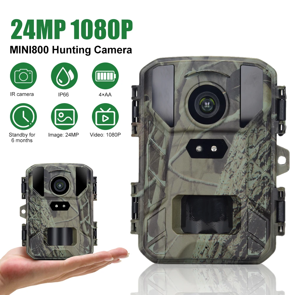 MINI800 Hunting Camera 24MP 2K Trail Camera with Night Vision Motion Activated 0.2s Trigger Time Wildlife Scouting Trail Camera