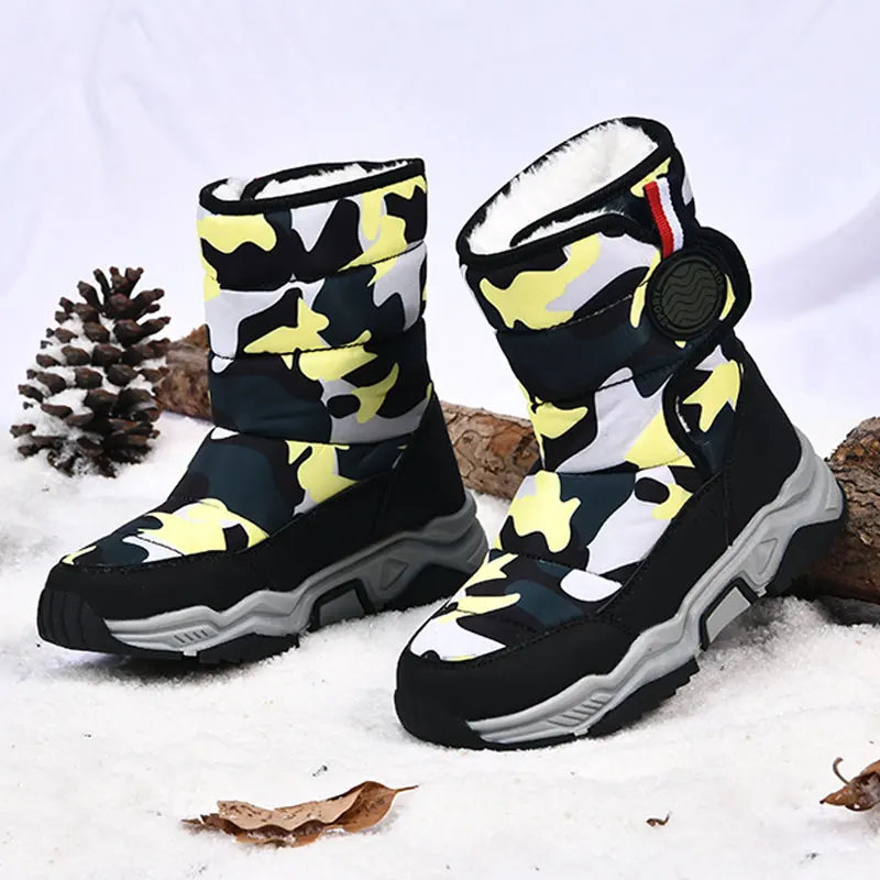 New Arrival Winter Children Shoes Plush Waterproof Fabric Non-Slip Girl Rubber Sole Snow Boots Fashion Warm Outdoor Boots