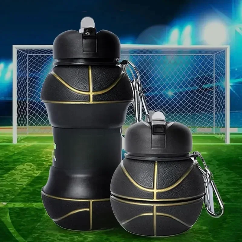 AliExpress Silicone Fold Water Bottle Cups Outdoor Sports Basketball Style Leakproof Portable Sports Water Kettle