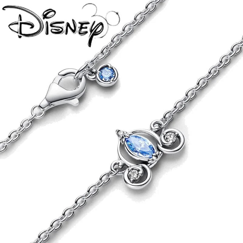 Disney 2024 new creative Disney Cinderella Carriage stud and necklace suitable for women's exquisite high quality jewelry gifts