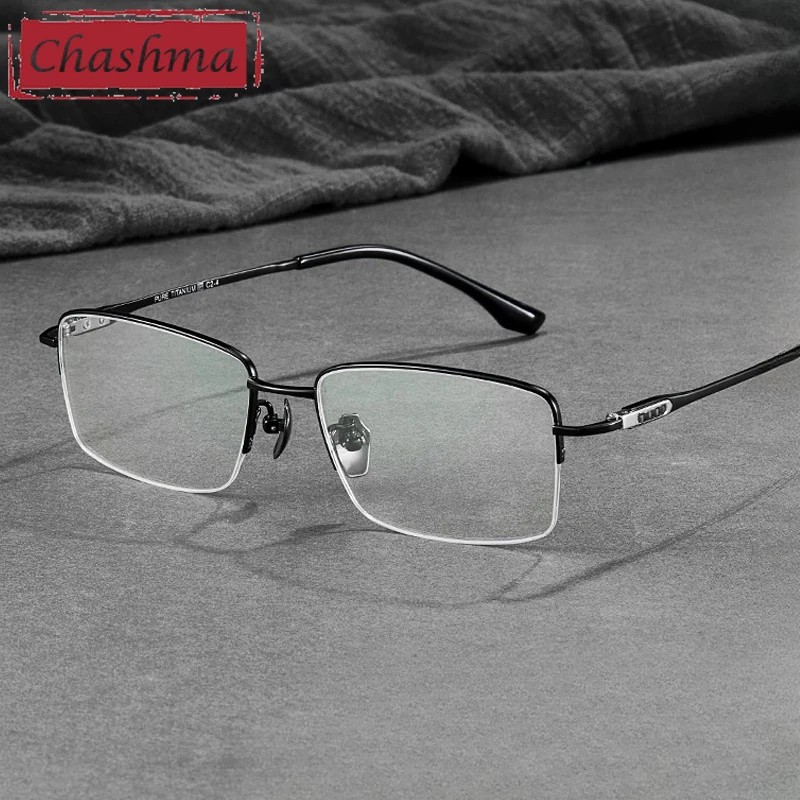 

Chashma Prescription Glasses Gentelman Pure Titanium High Quality Half Eyeglasses Frames Eyewear for Recipe Progressive Lenses