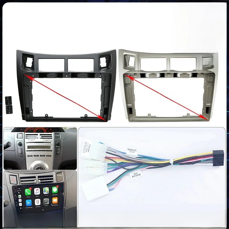 Voor TOYOTA 2005-2011 YARIS/VITZ/PLATZ 9 inch autoradio Android frame paneel fascia kabel video kabelboom adapter speler