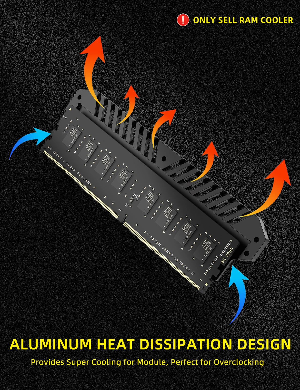 Kimdoole DDR4/DDR5 Aluminum Alloy Memory RAM Cooler Cooling Heatsink Cooling Vest for PC RAM PC Game Overclock Cooler for Ram