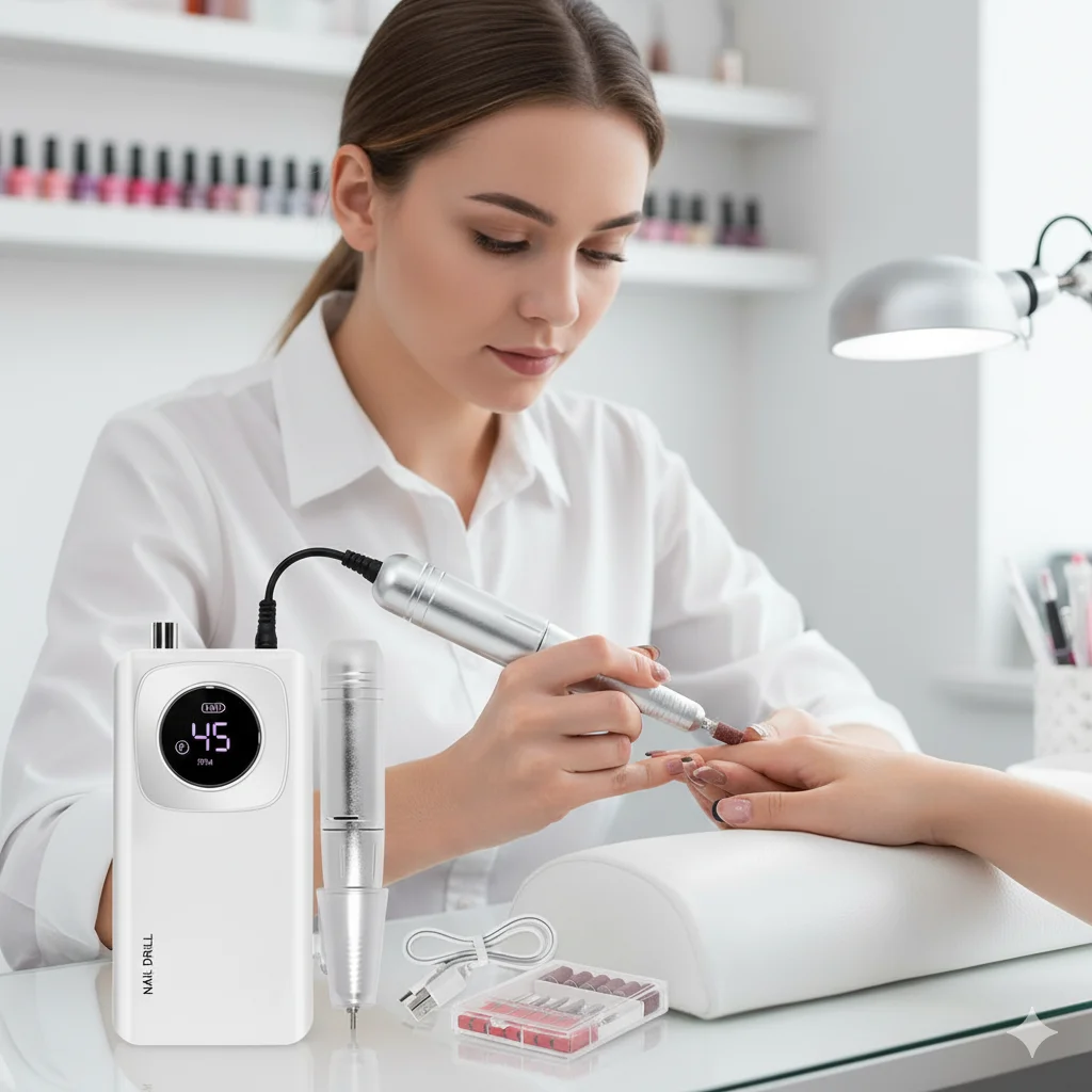 

Беспроводная дрель для ногтей 45000 об/мин, перезаряжаемая электрическая пилочка для удаления акриловых гелевых ногтей, домашний маникюр, педикюр