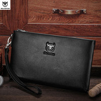 Bullcaptain Men's Long Wallet RFID Blocking Card Holder Men's Clutch Envelope Bag Business Casual Men's Underarm Bag Handbag