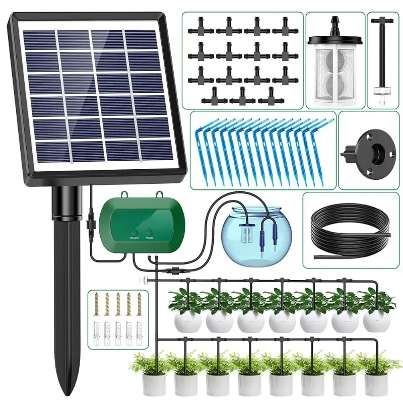 Intelligentes Solarbewässerungsset 6V 2W mit eingebauter 1800mAh Batteriebewässerung für Topfpflanzen DIY zeitgesteuertes Bewässerungsgerät