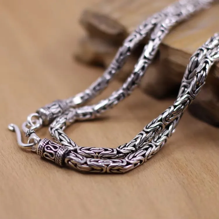 

KJJEAXCMY S925 Silver Handmade Antique 4 mm Men and Women Necklace Diameter 50 cm Sending off boyfriend Party Birthday Gift