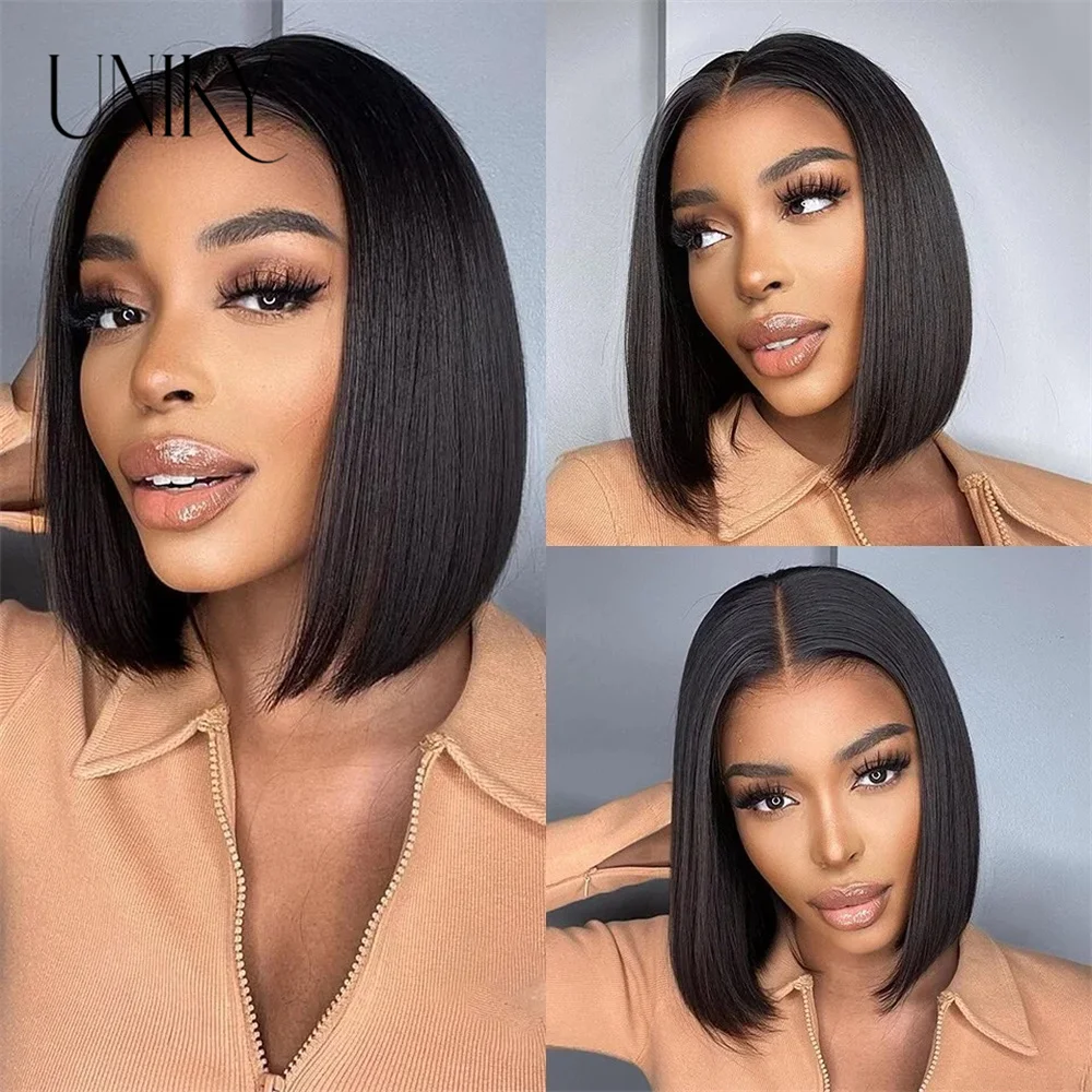 

Glueless Short Bob Straight Human Hair Wigs 13x4 Transparent Lace Frontal Wig Pre Plucked 100% Human Hair Lace Closure Wig 180%