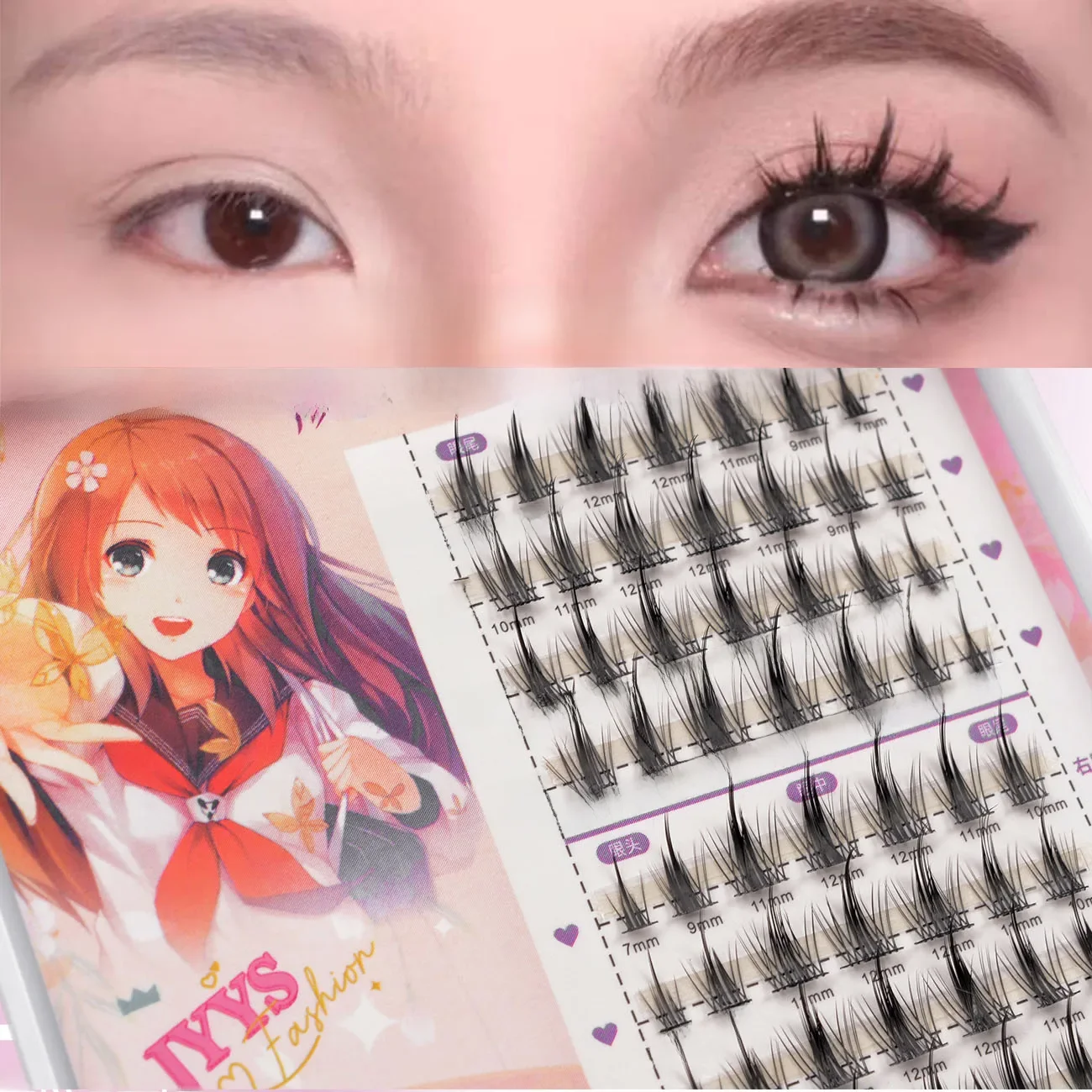 Faux cils individuels en bouquets, style Manga, doux et naturels, extensions de cils Anime, fournitures de maquillage, kit de produits de beauté