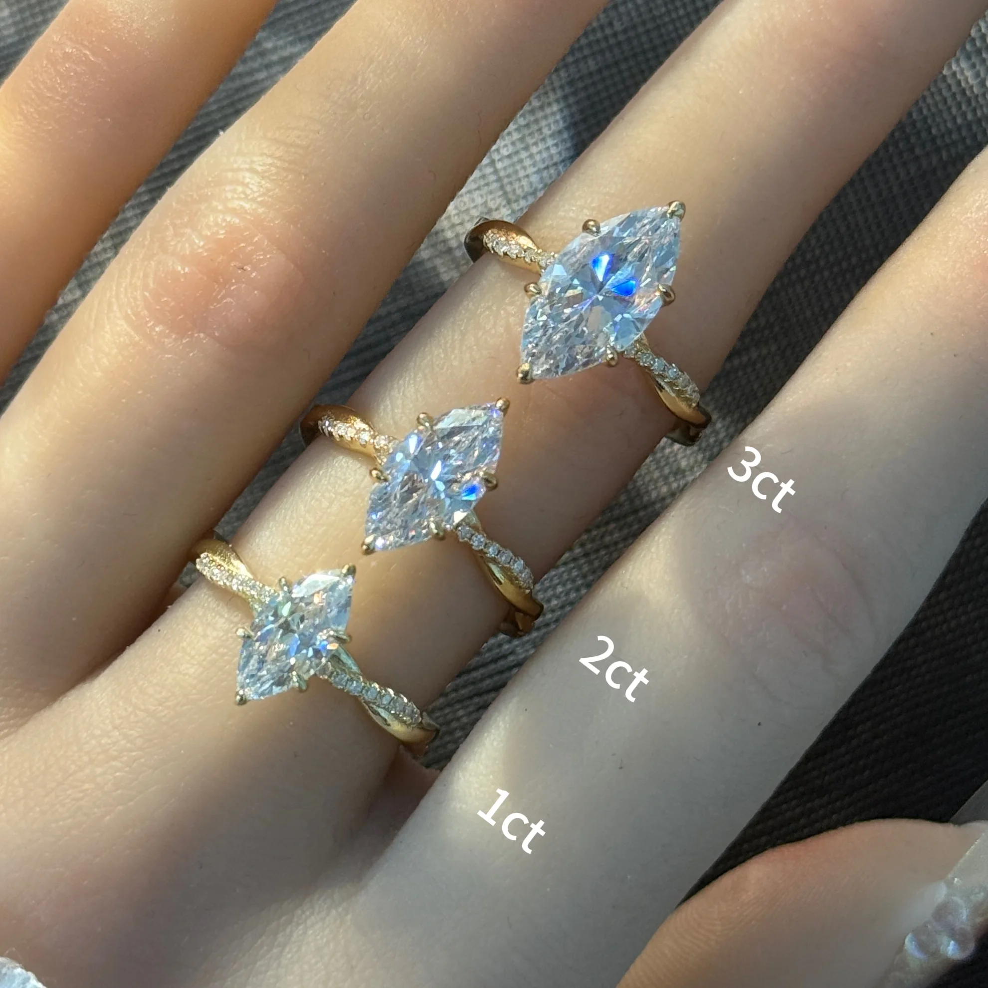 

Кольцо для помолвки из стерлингового серебра 925 пробы с муассанитом GRA (D, VVS) 1-3 карата, огранка «Маркиз», с изящным витым дизайном «Виноградная лоза»