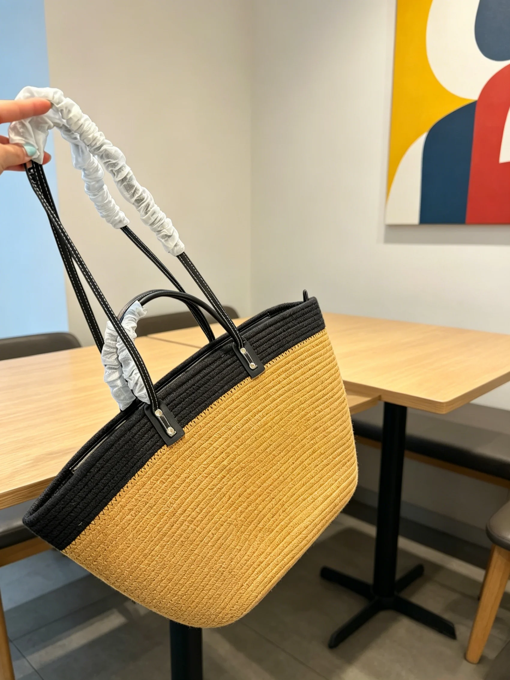 

Women's Large Capacity Straw Tote Bag Summer Vacation Travel All Match Daily Handbag Size:30*30cmcm