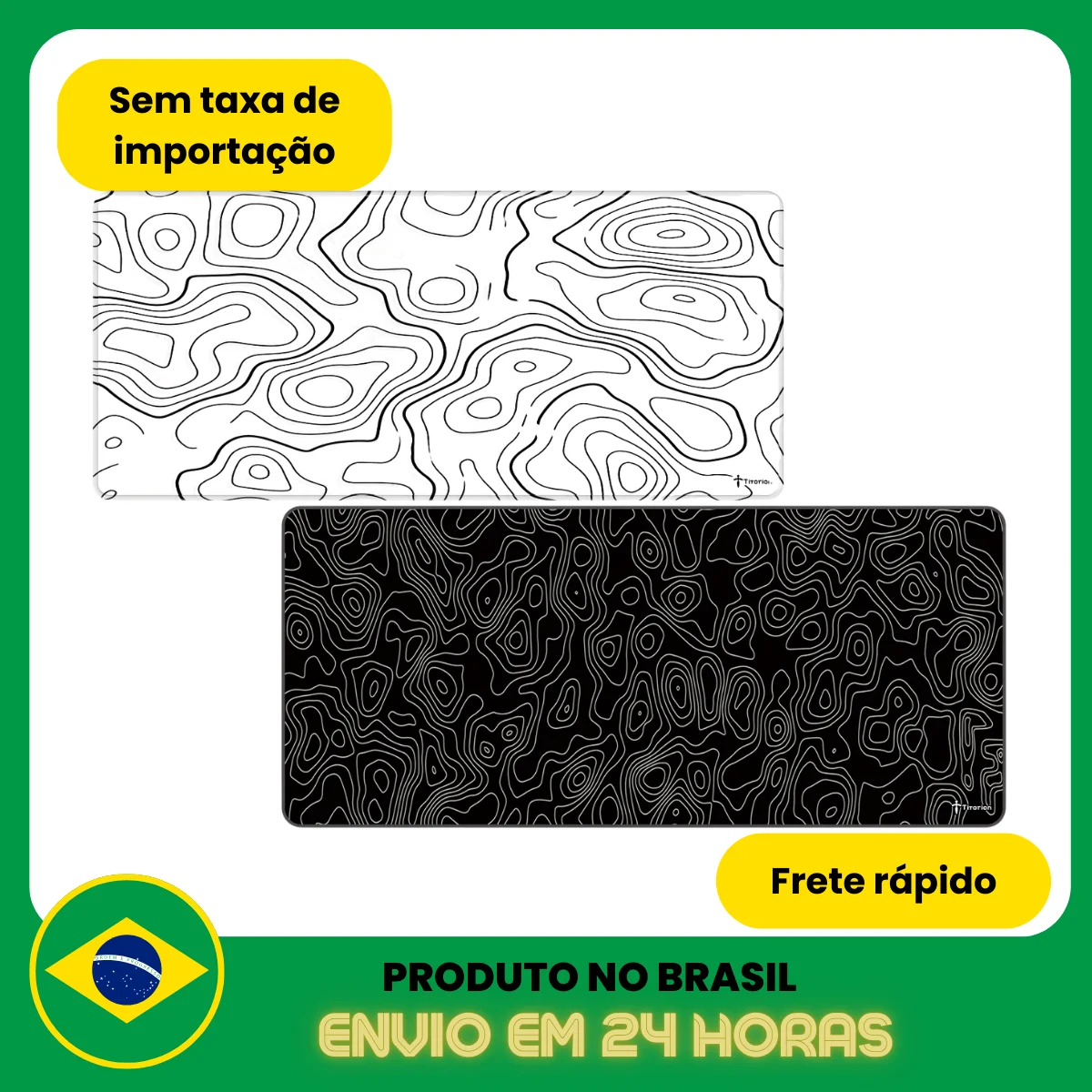 Mouse Pad Gamer Extra Grande Profissional 90x40 Deskpad Branco Preto Speed Topográfico PC Titorion