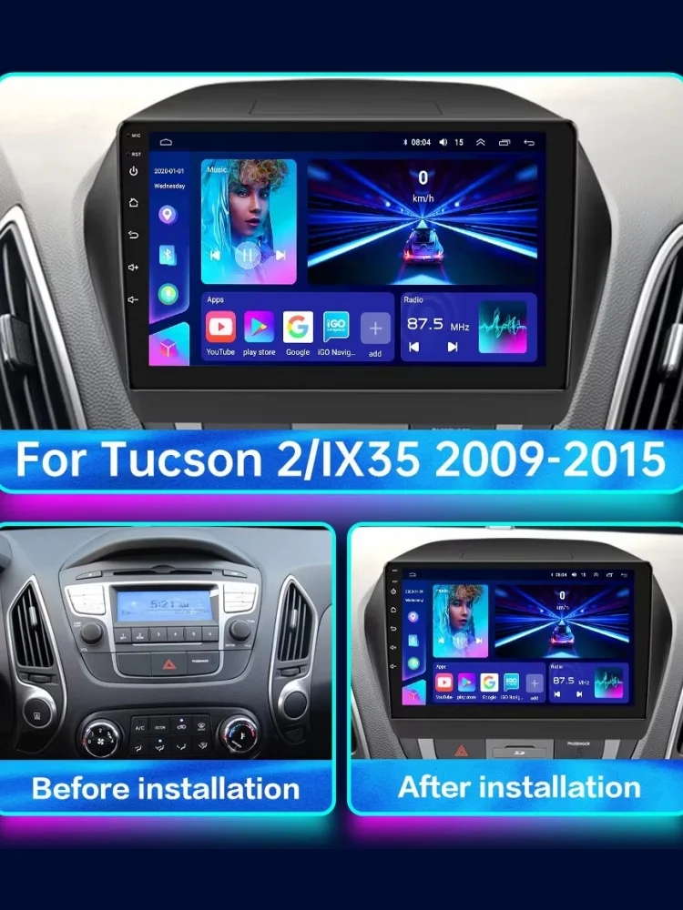 Hyundai Tucson IX 10 ”2009-2015 Android navigation 8-core RAM 8G storage 128G