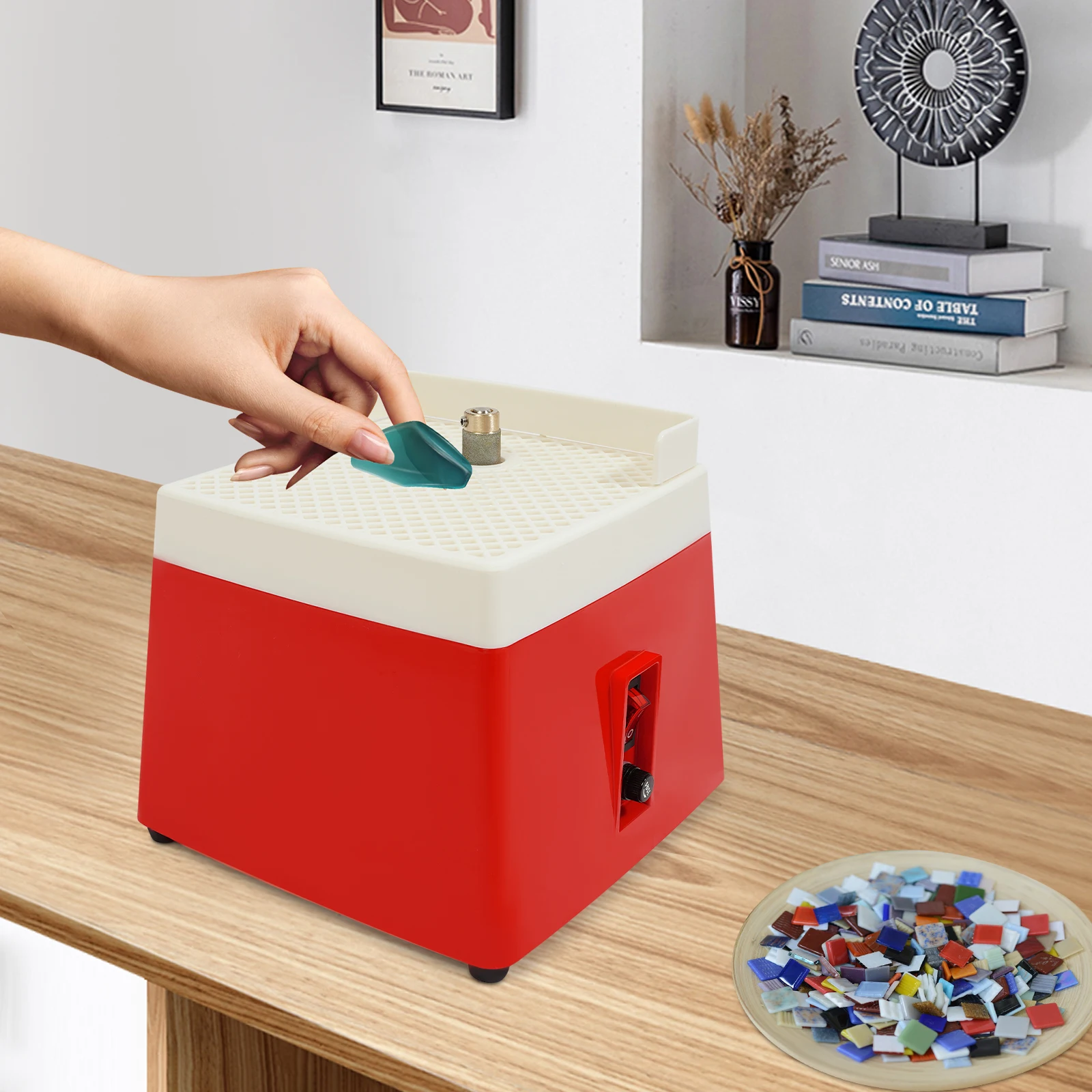 

Станок для шлифовки стекла и керамики, красный, с американской вилкой, алмазная шлифовальная головка для сглаживания кромок стекла и керамики