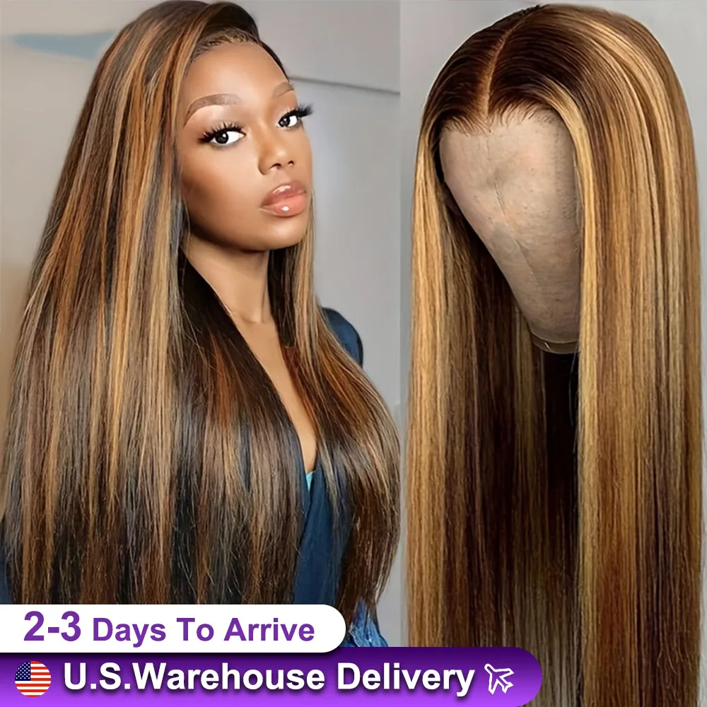 

Парик из натуральных прямых волос 40 дюймов, 13x6, с кружевной застежкой, 200% плотности, цвет 4/27, светлый (блонд)