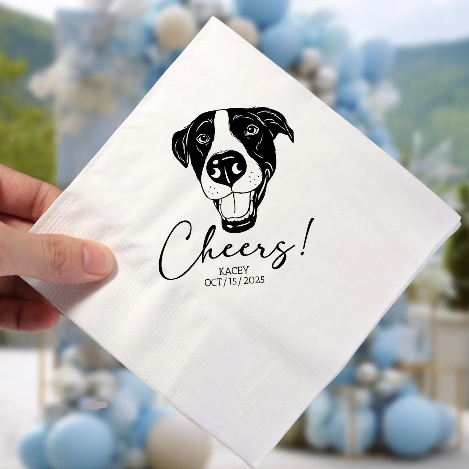 50pcs Custom Pet Wedding Napkins - Personalized Dog & Cat Cocktail Napkins for Weddings and Parties - Unique Pet Lover Gift Idea