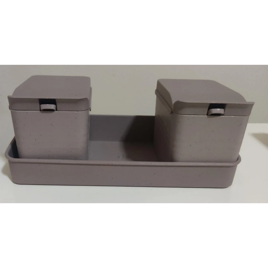 Conjunto com 3 Porta Temperos  Suporte/Bandeja