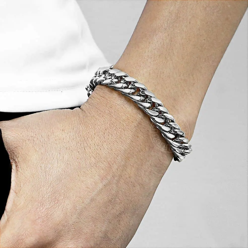 10mm Mens Bracelet Black Gold Silver Color Curb Cuban Link Chain 316L Stainless Steel Bracelet Jewelry