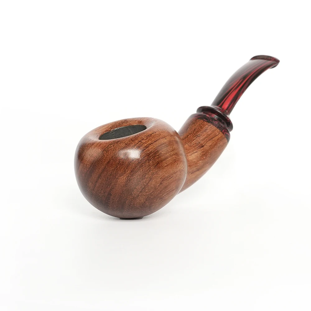 Rosewood tobacco pipe handmade apple cavity pipe color acrylic mouthpiece 3mm filter element curved handle pipe beginner gift