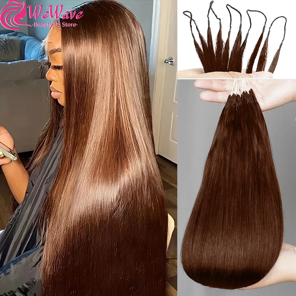 

Натуральные прямые волосы Wewave Crochet, шоколадно-коричневые, с предварительно связанными безузловыми прядями, мягкие, легкие, для наращивания.