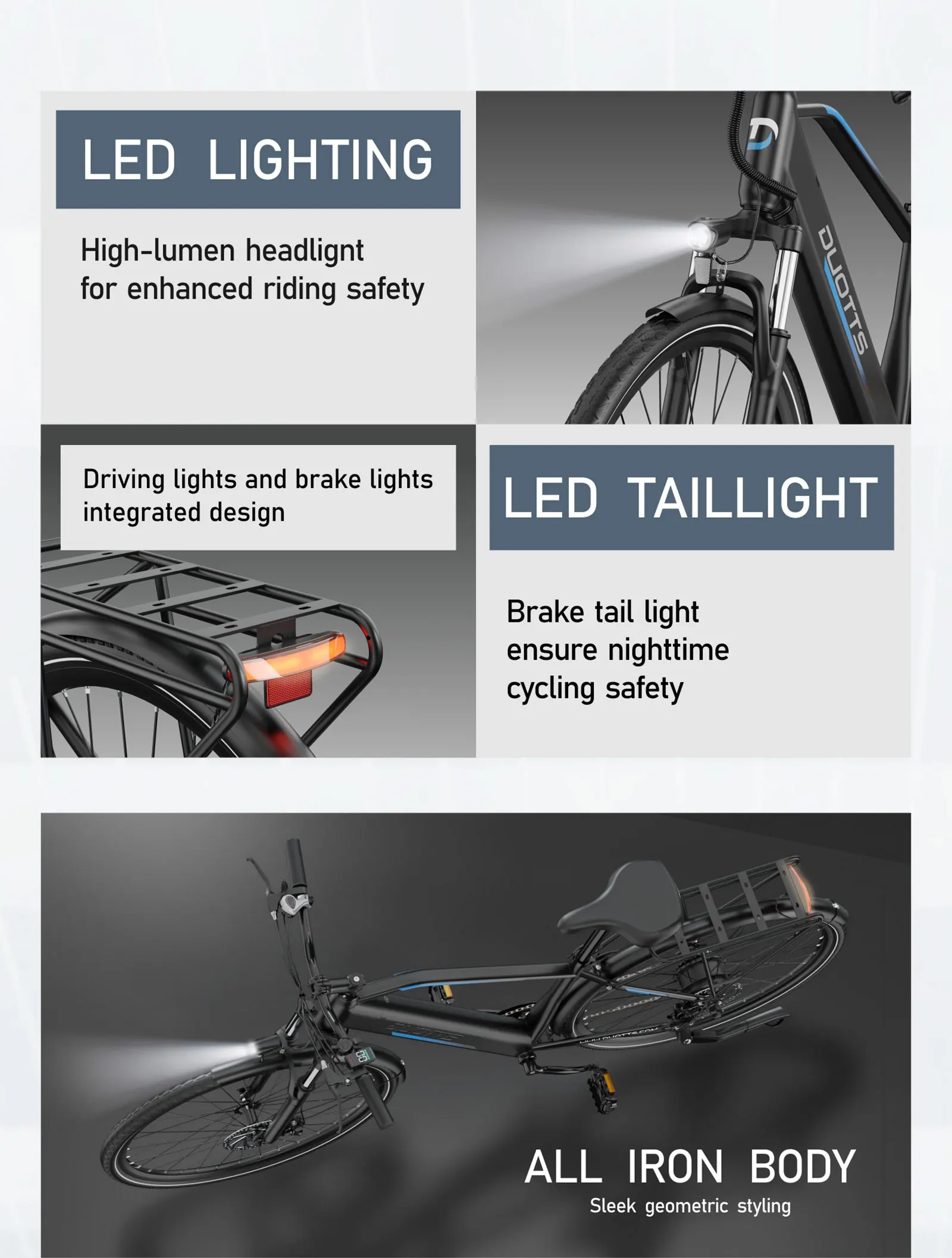 DUOTTS C29 Lite E-Bike, 250W Hochleistungsmotor, 36V13AH abnehmbarer Akku mit Akkusicherung, 65 km Reichweite für Stadtfahrten, LED-Farbdisplay, 27,5 Zoll pannensichere Reifen, elektrisches Mountainbike. – Detail 8