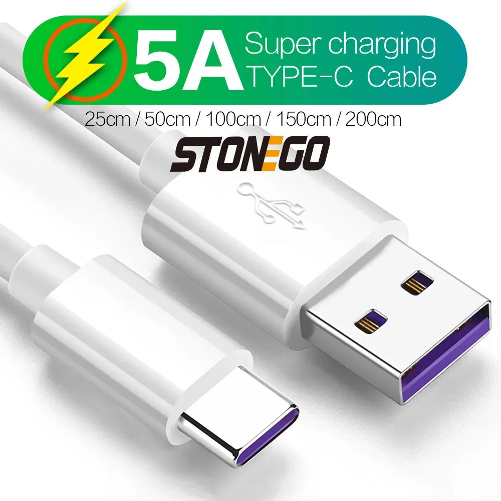 Super Charging Cable 5A USB Type C Cable, USB C to USB A Data Sync Cable 2.4A Fast Charging Compatible with Quick Charge