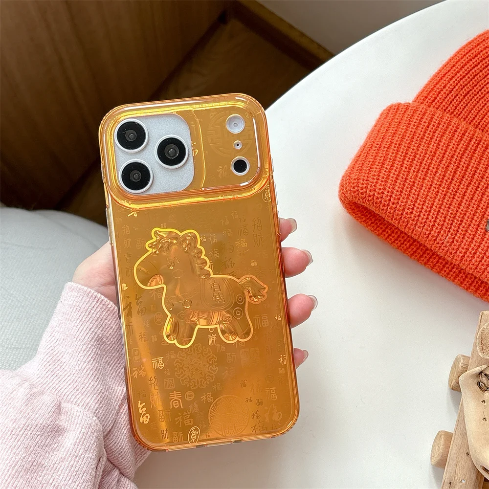 

Ma's new golden Ma Blessing Case is suitable for iPhone 17 Pro, 13, 14, 15, 16 Pro Max all inclusive anti fall protective cover