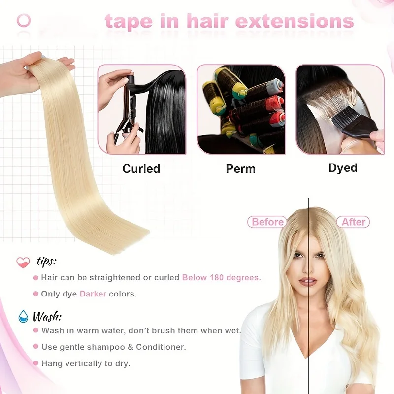 HAIRTIME Thick 20Pcs Tape In 100% Remy Human Hair Extensions Skin Weft Full Head Straight Hair