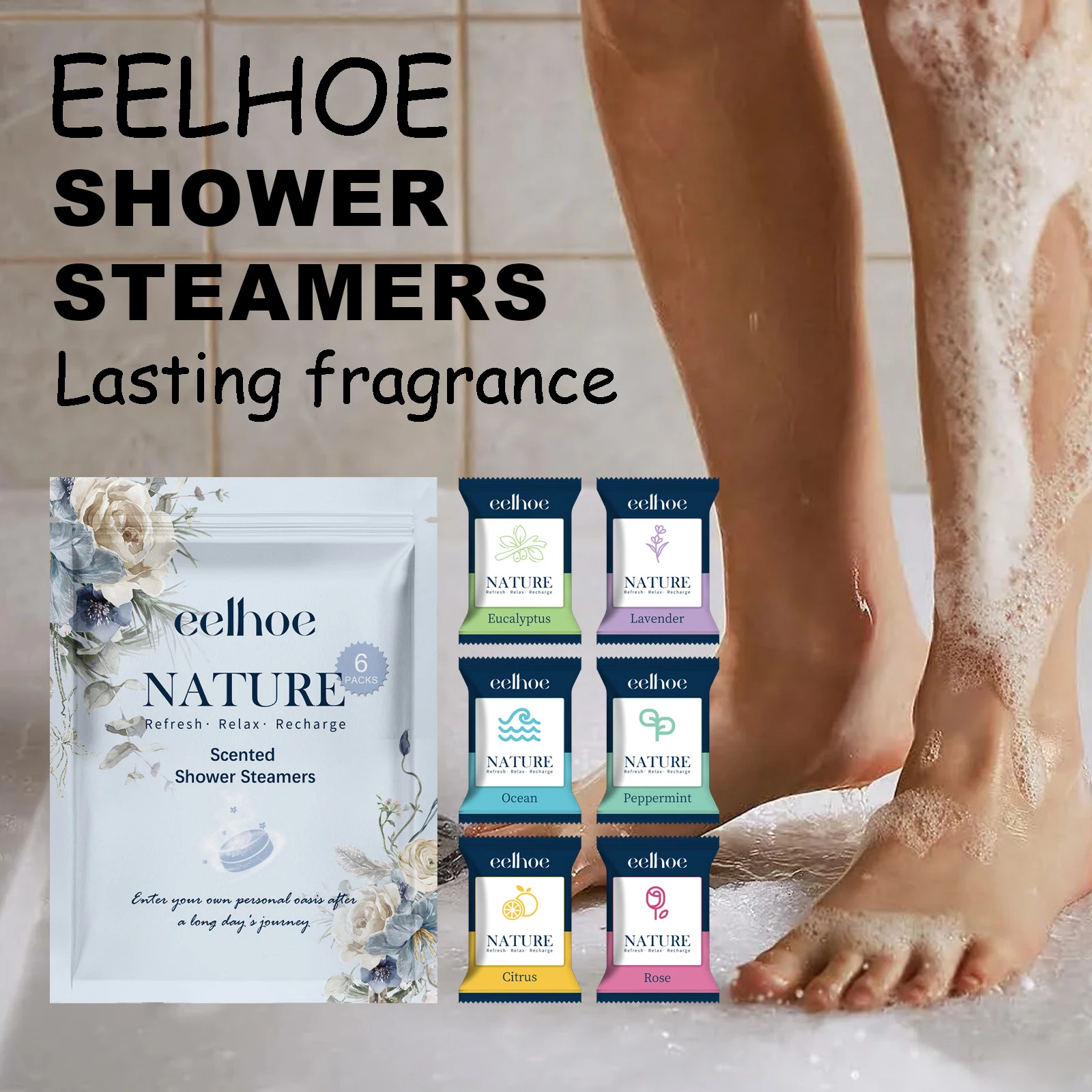 

EELHOE Body Shower Steamers Cleaning Body Dirts Moisturizing No Tight Refreshing Body Lasting Fresh Fragrance Body Shower Tablet