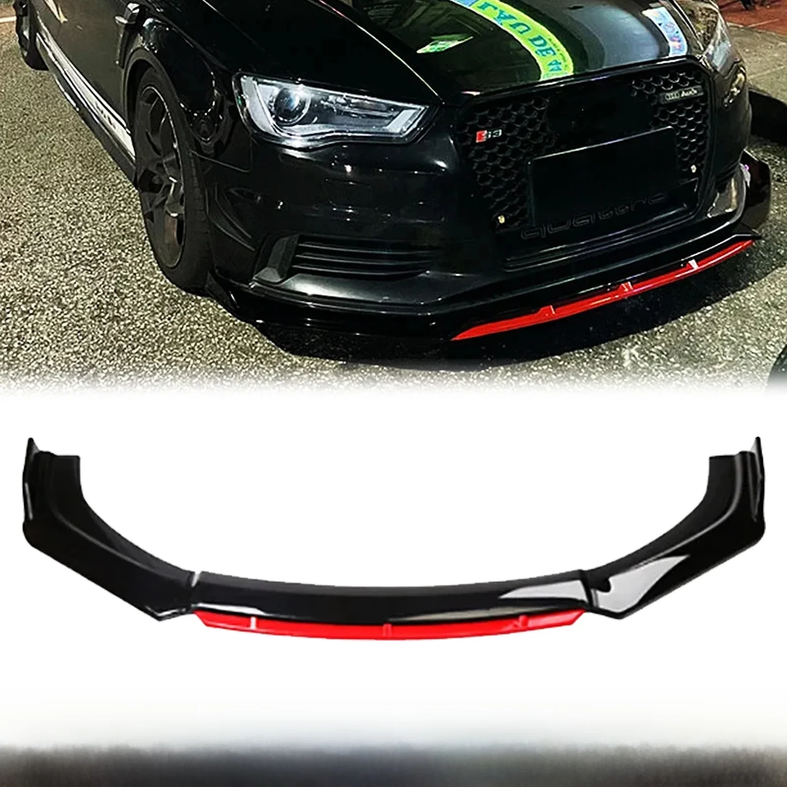 Voor Audi A3 A4 A6 Q3 S3 S4 S6 B6 B7 B8 B8.5 Accessoires Voorbumper Lip Kin spoiler Splitter Diffuser Body Kit Universele Auto - afbeelding 2