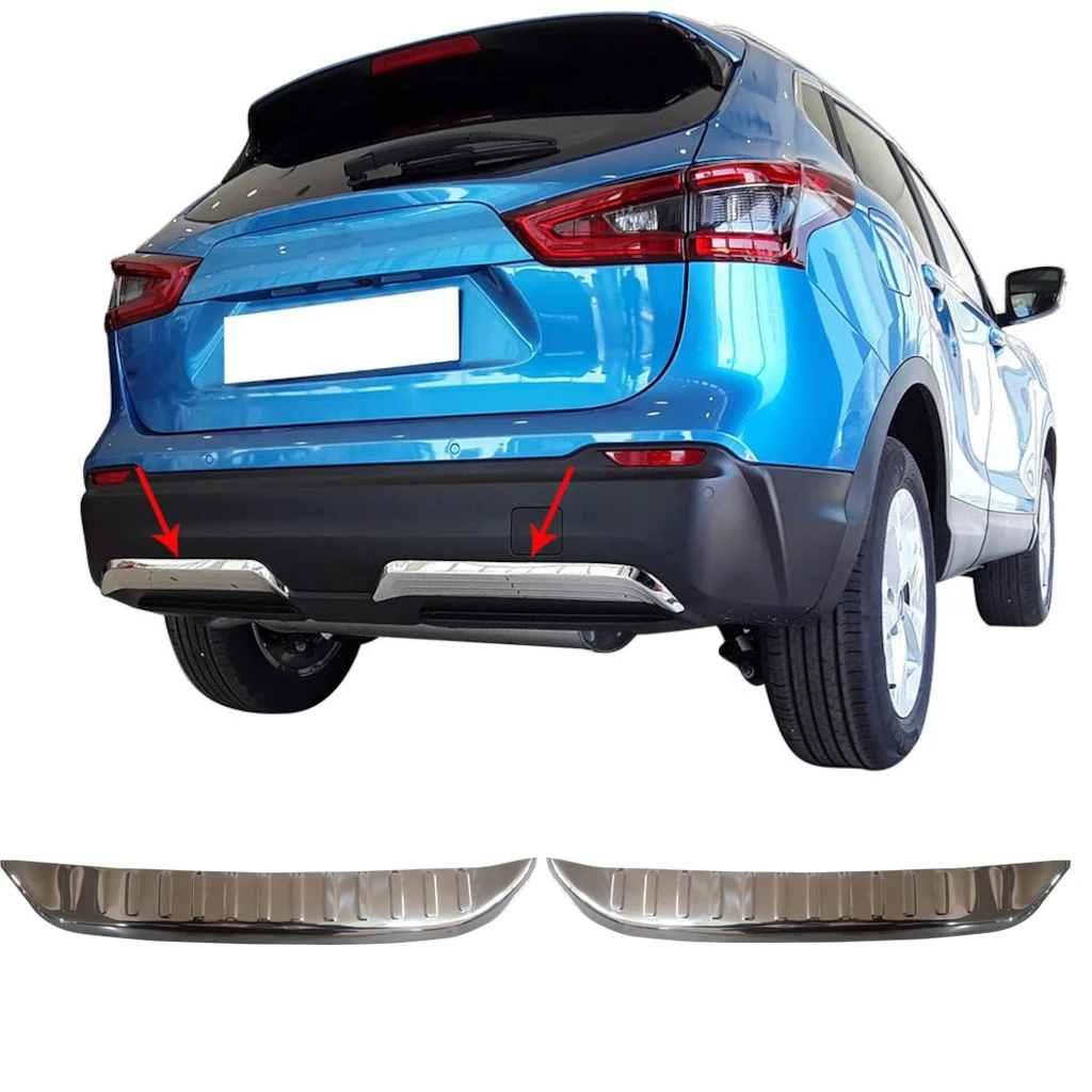 Chrome Stainless Steel Rear Bumper Protective Diffuser Bright Mirror High Quality Auto Accessory For Nissan Qashqai J11 FL 2017-2021