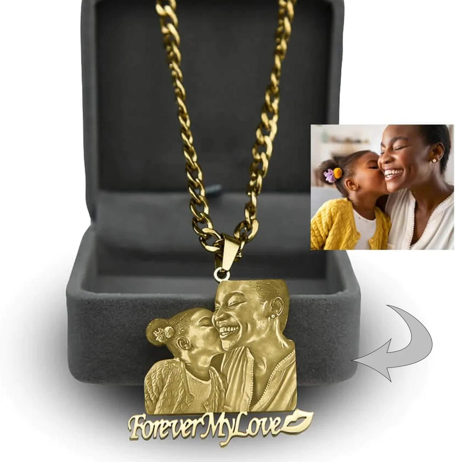 Collier personnalisé avec photo gravée, cadeau de fête des mères personnalisé, pendentif photo personnalisé, cadeaux de bijoux de famille de